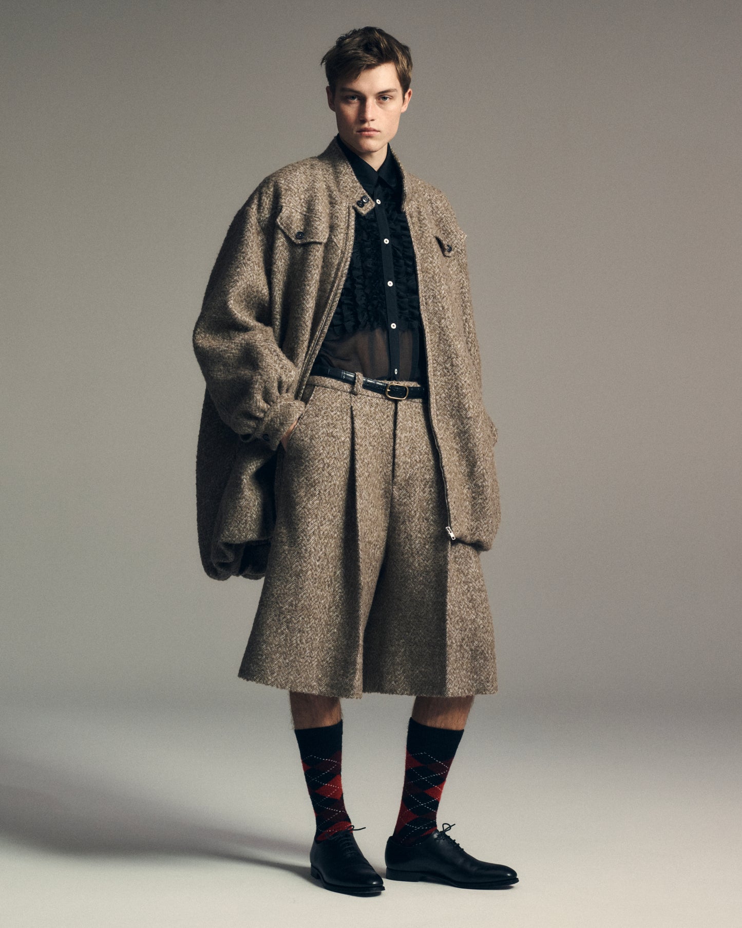 Herringbone Balloon Coat