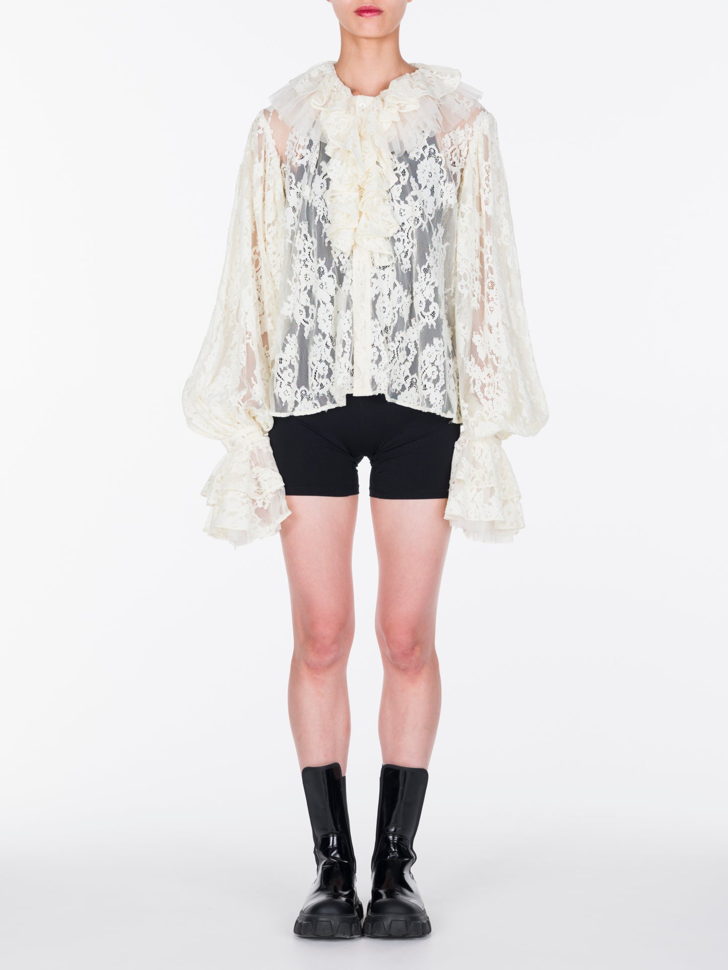 Tulle Layered Lace Shirt