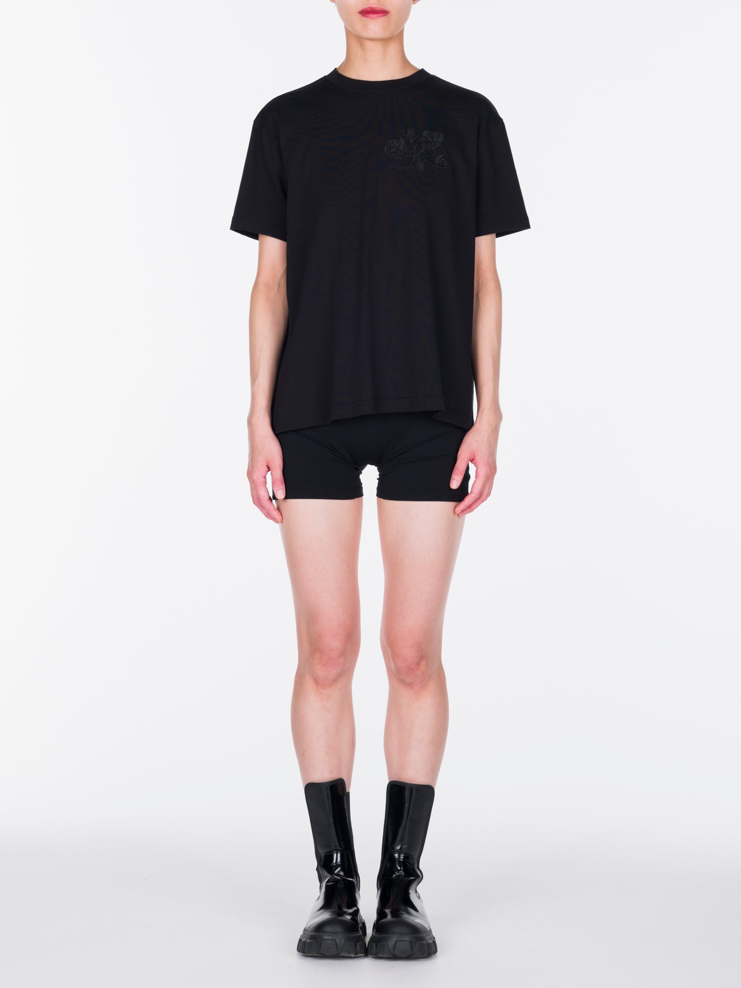 Logo & Rose Embroidered T-Shirt