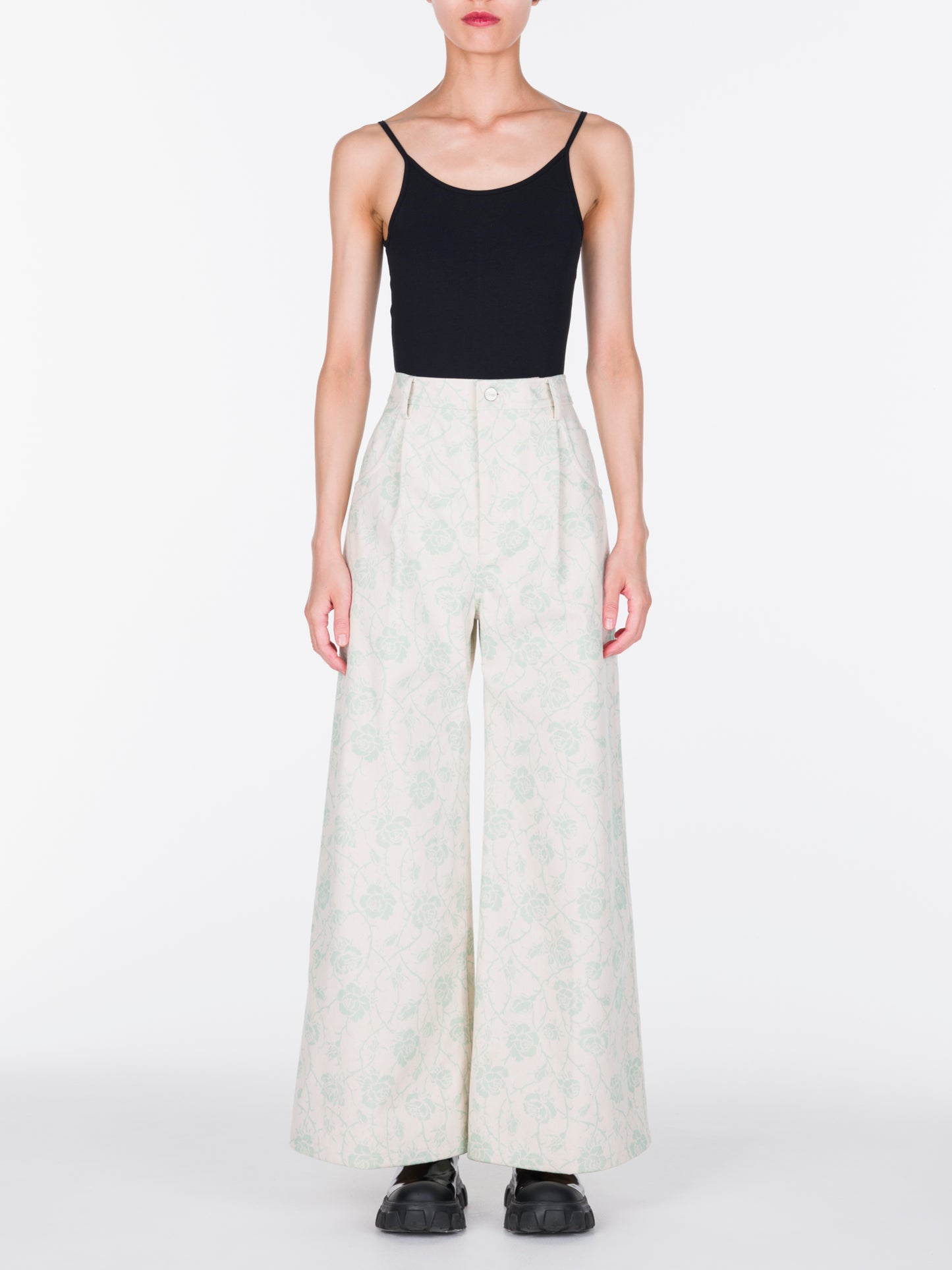 Printed Denim Trousers