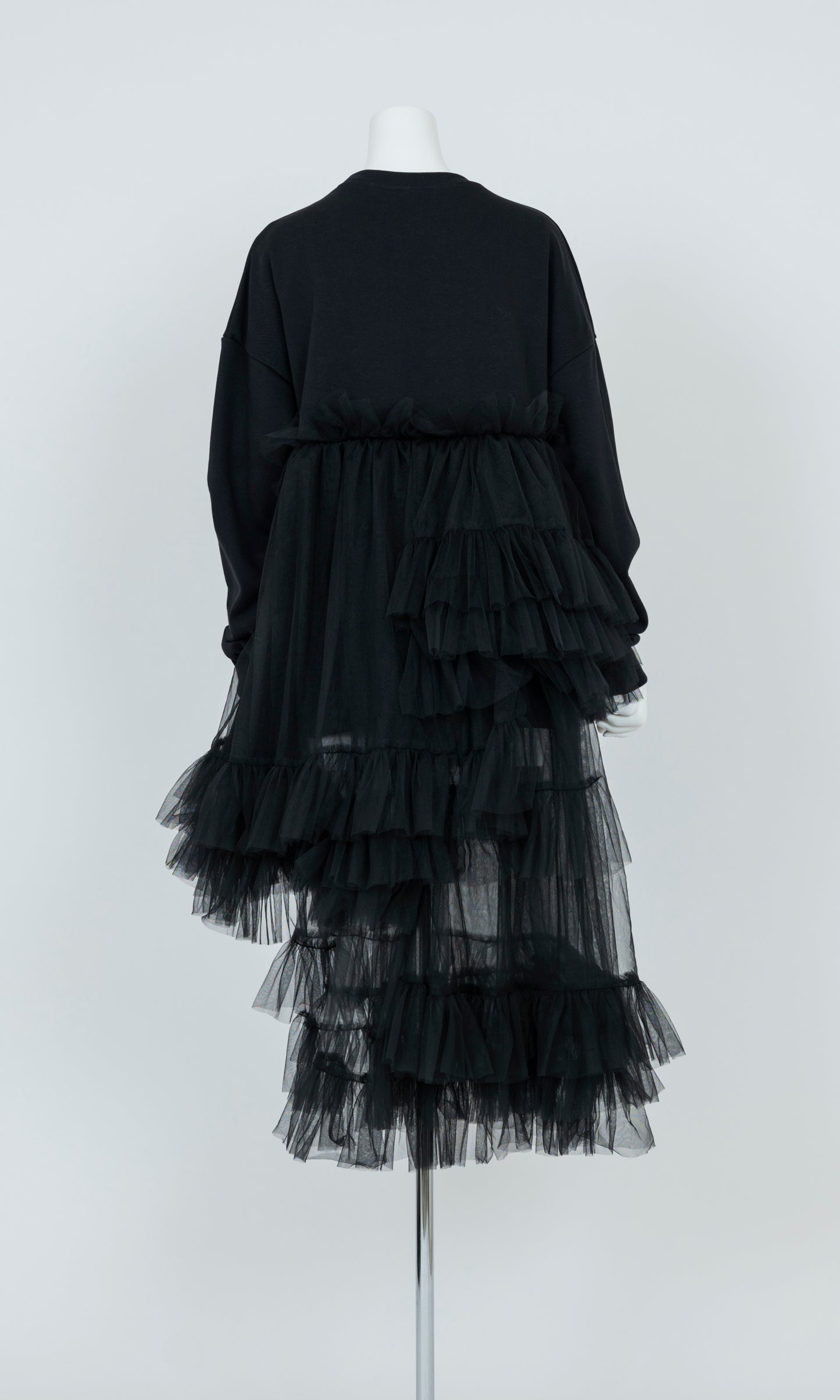 Asymmetric Tulle Sweat Shirt