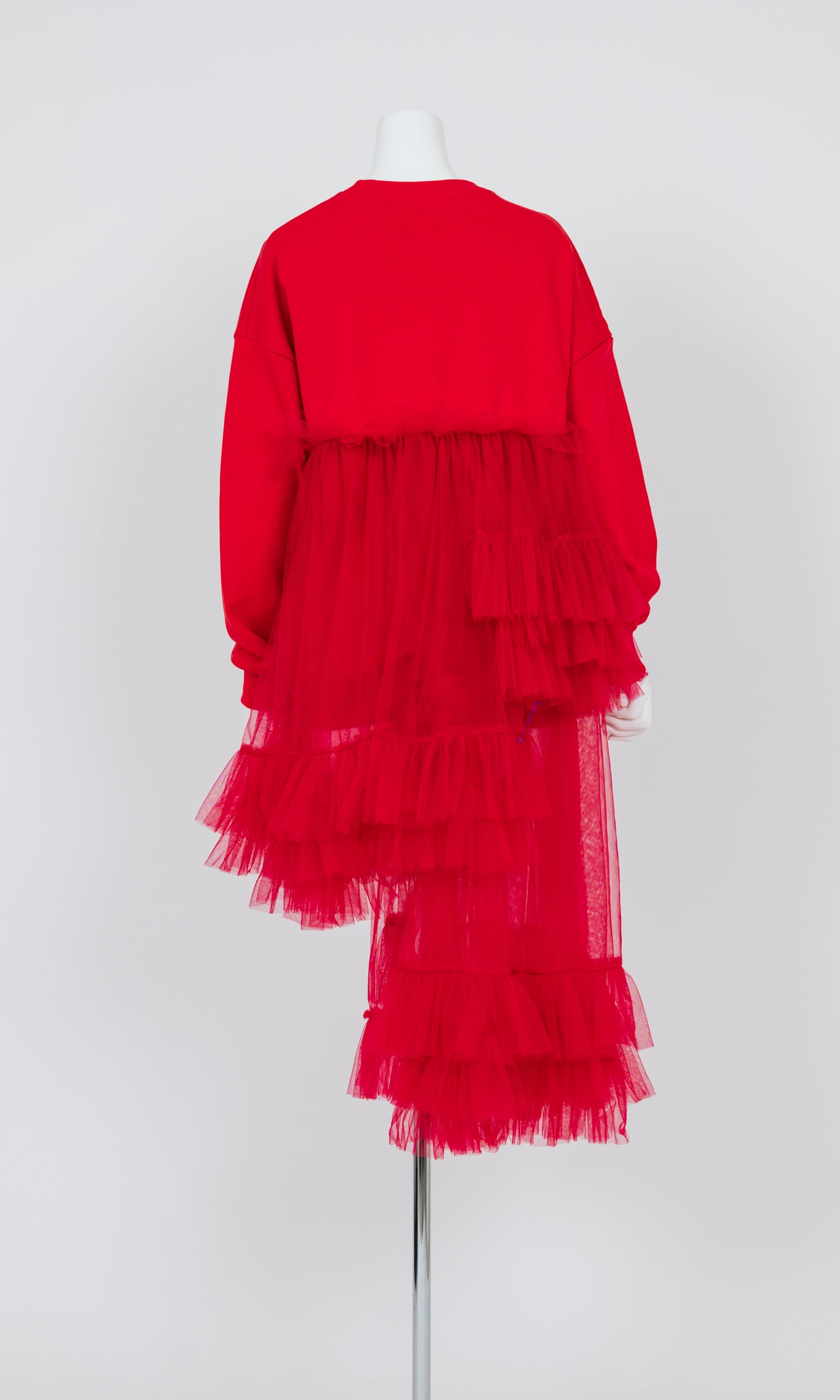 Asymmetric Tulle Sweat Shirt