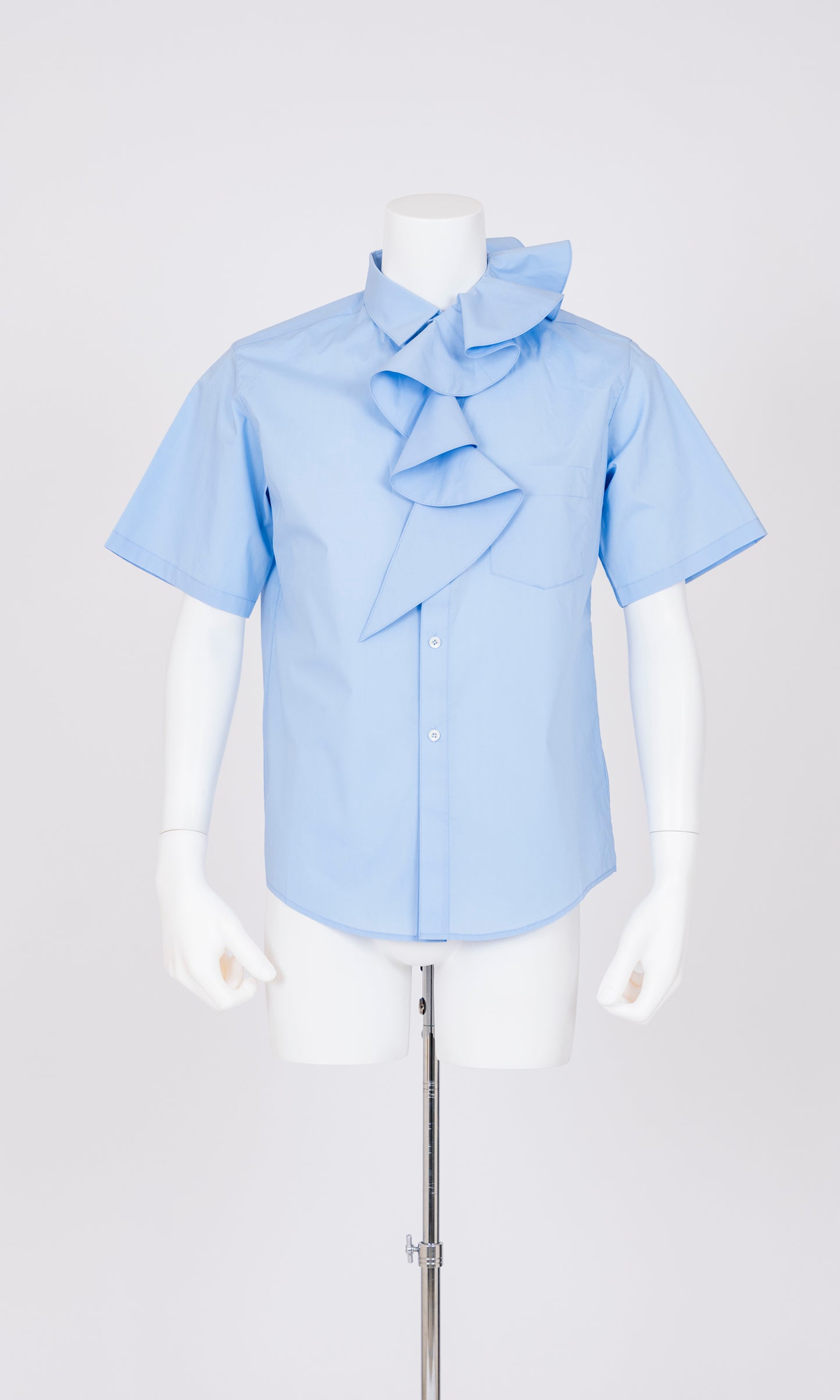 Ruffle Collar Short Sleeve Shirt