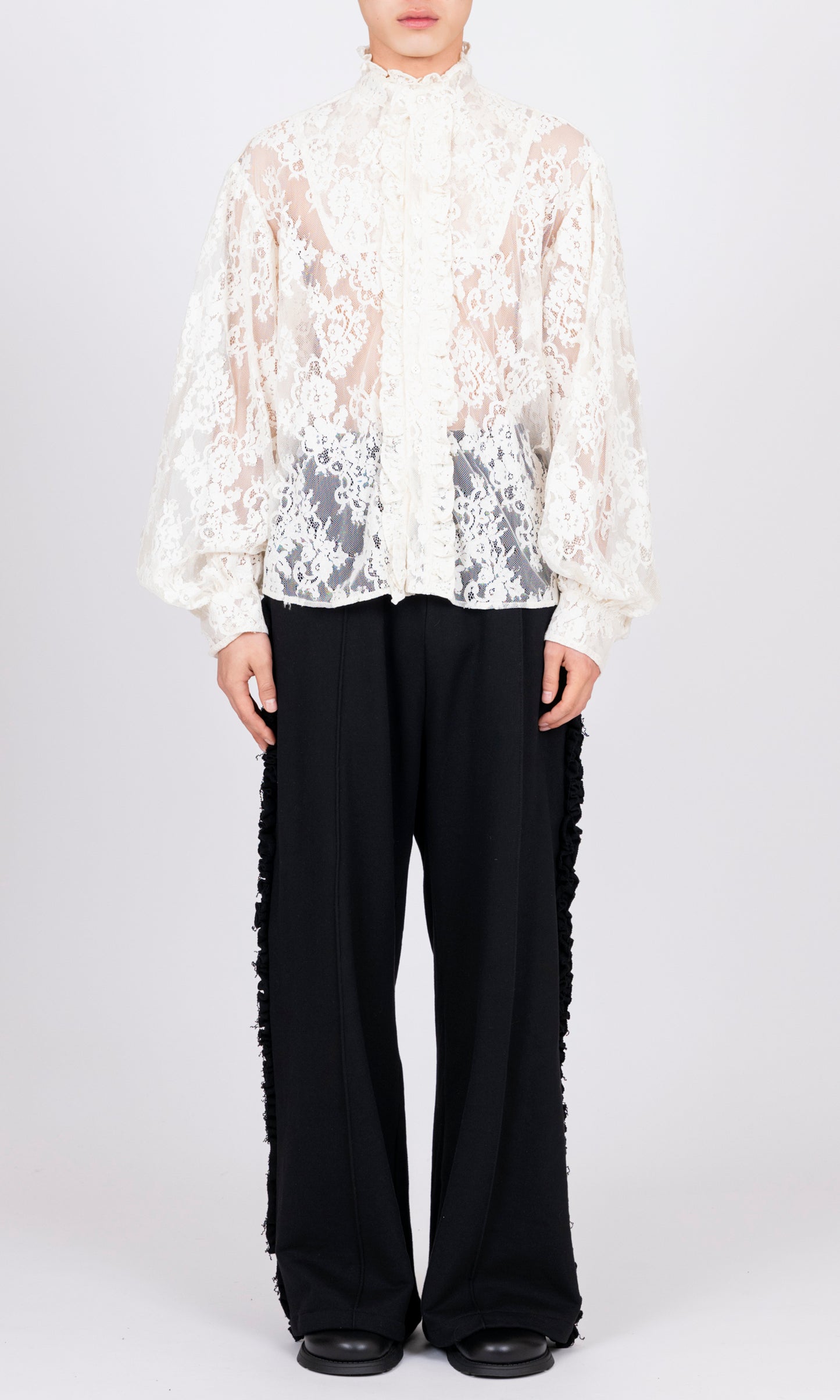 Ruffle Collar Lace Shirt