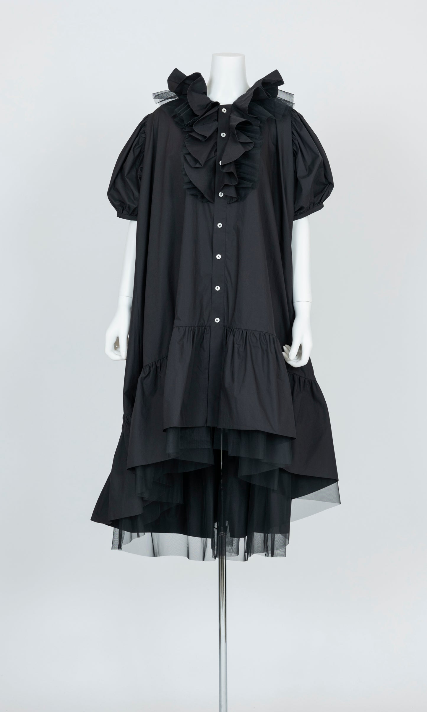 Tulle Layered Puff Sleeve Dress