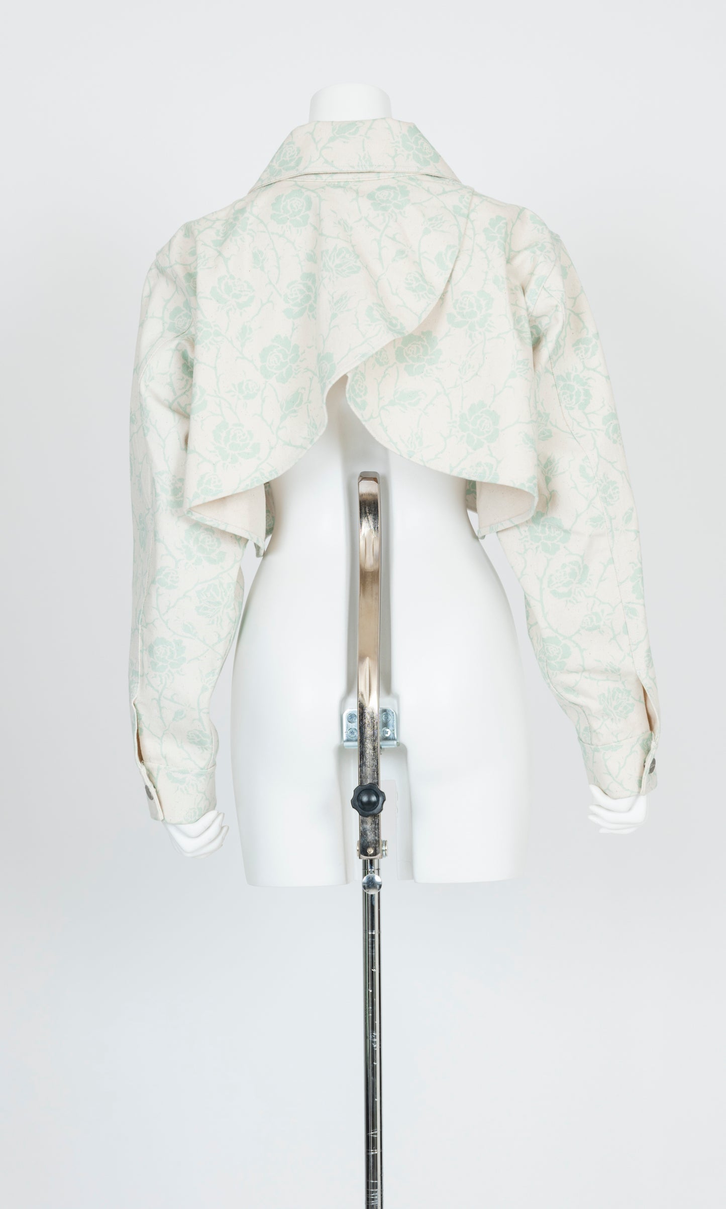 Printed Denim Cropped Jacket