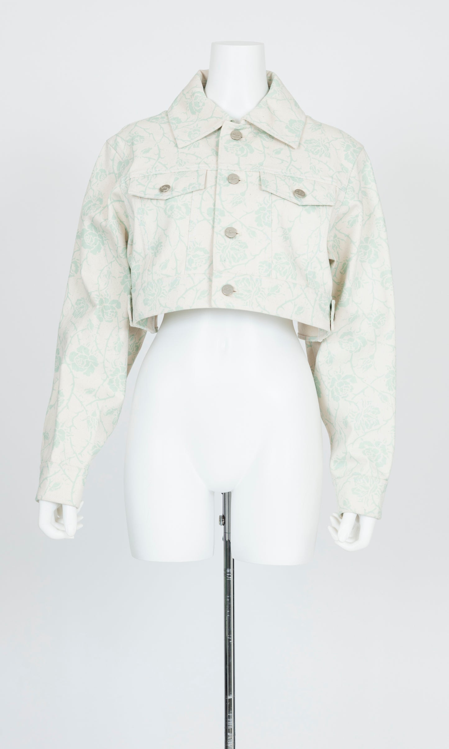 Printed Denim Cropped Jacket