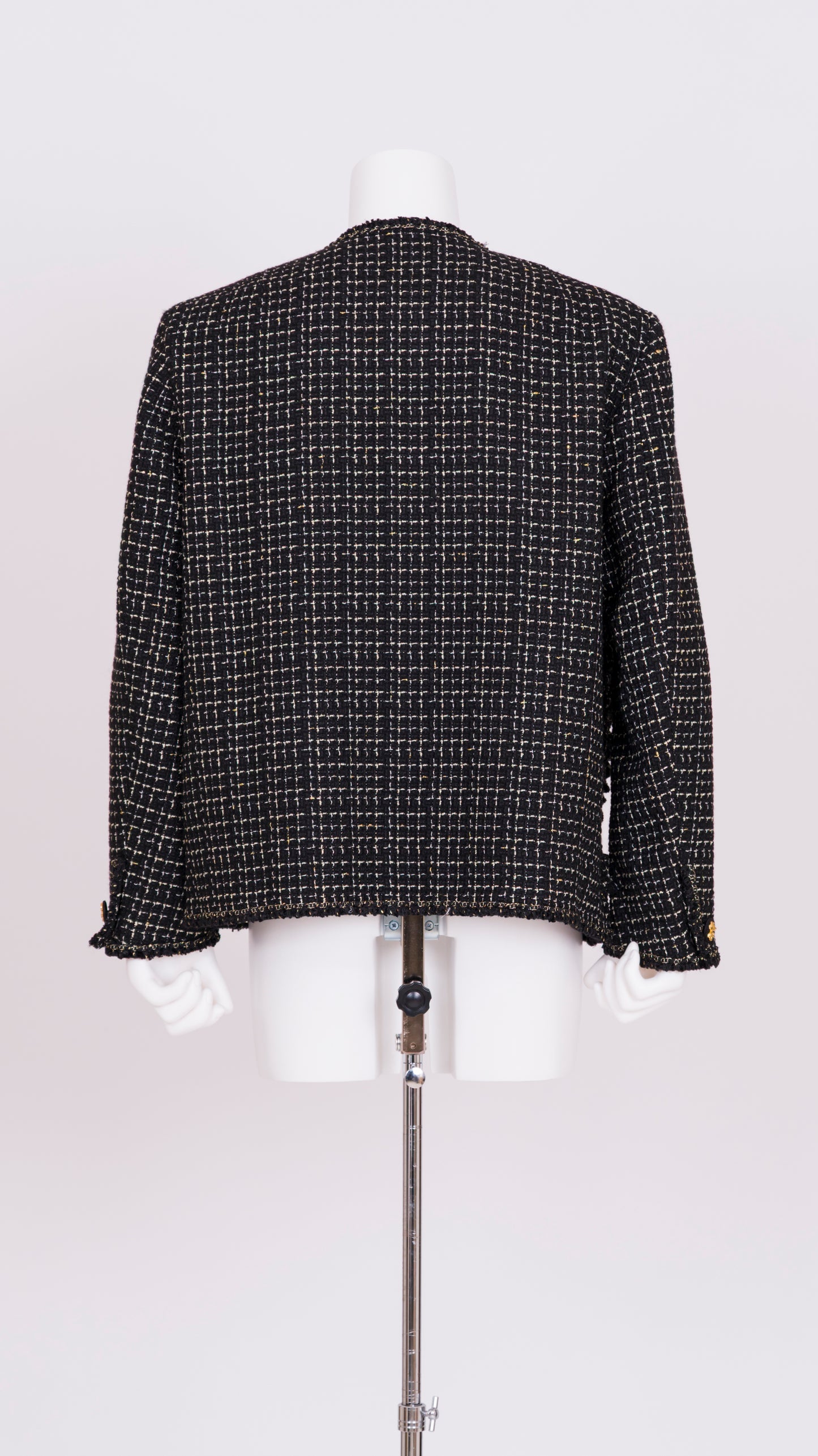 Ruffle Tweed Collarless Jacket