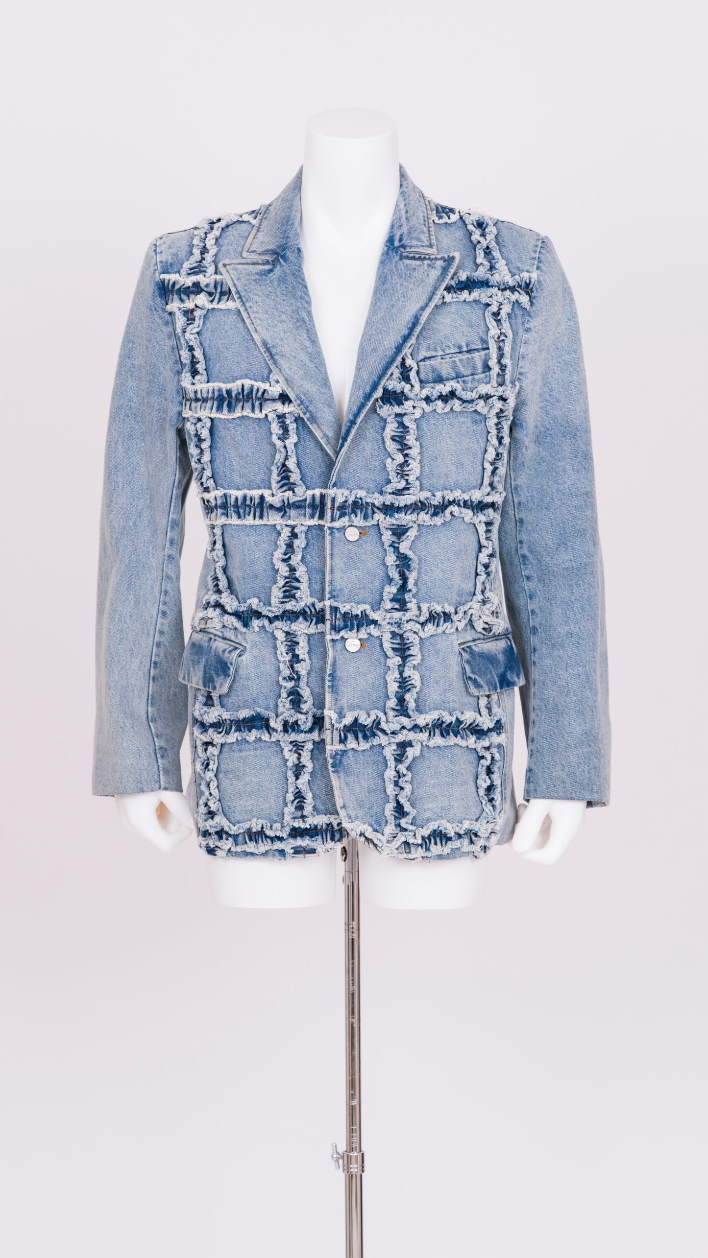 Denim Ruffle Blazer