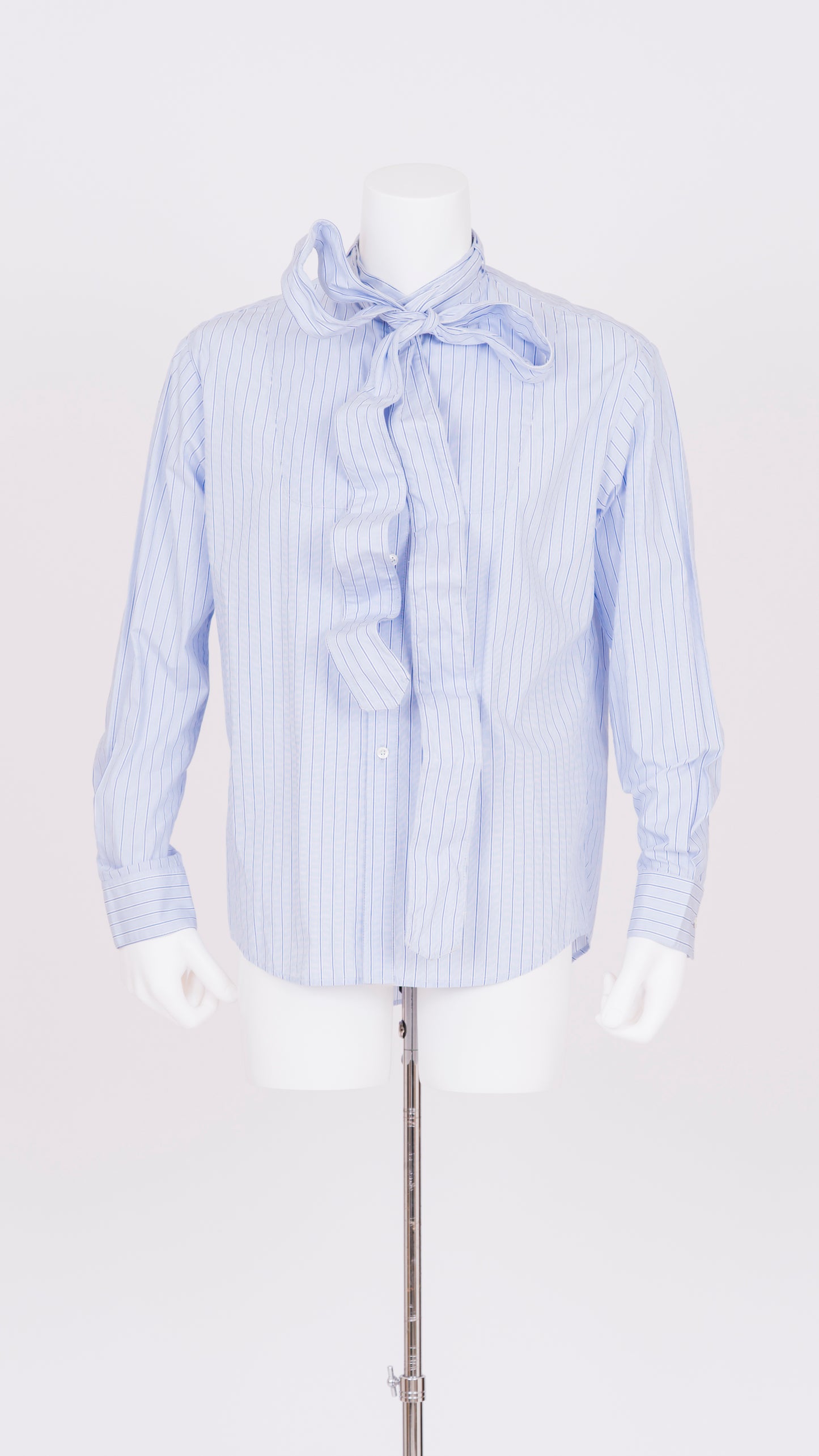Wire Ribbon Collar Stripe Shirt