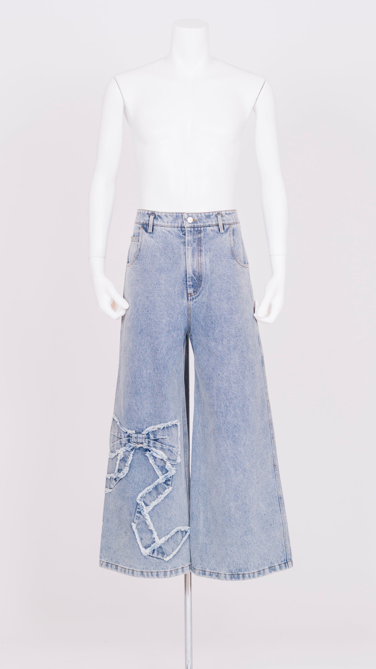 Ribbon Detail Denim Pants