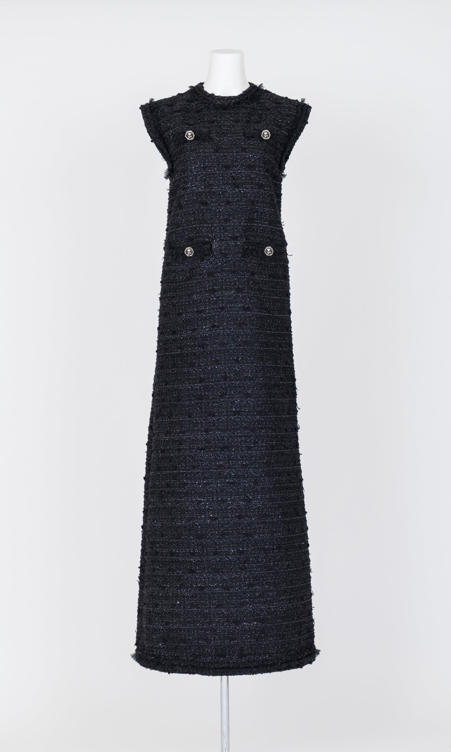 Tulle Layered Tweed Sleeveless Dress
