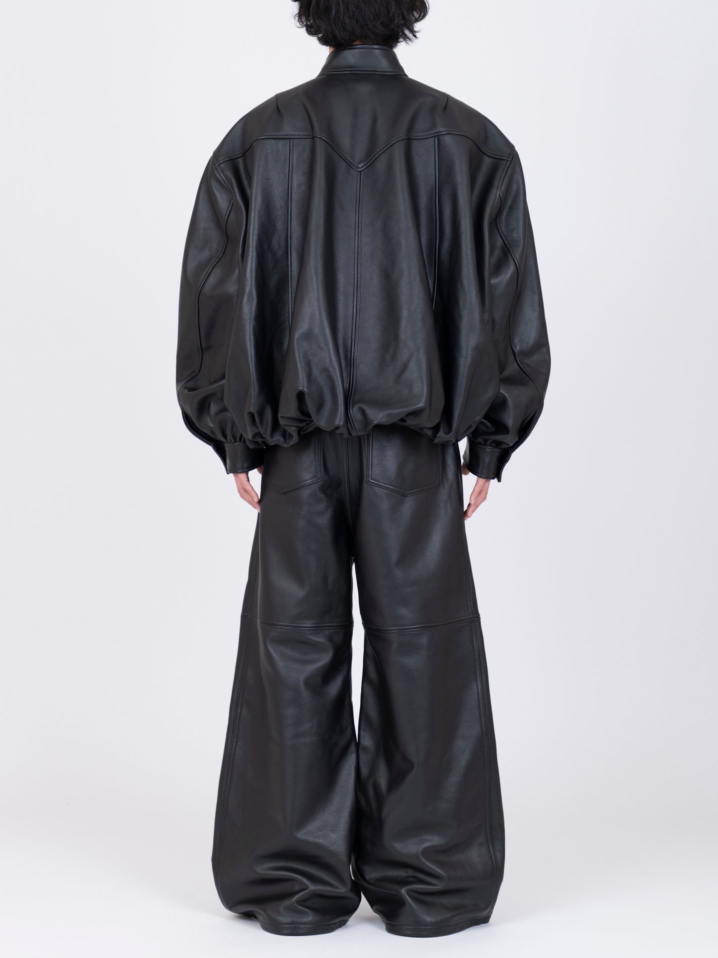 Leather Balloon Harrington Jacket