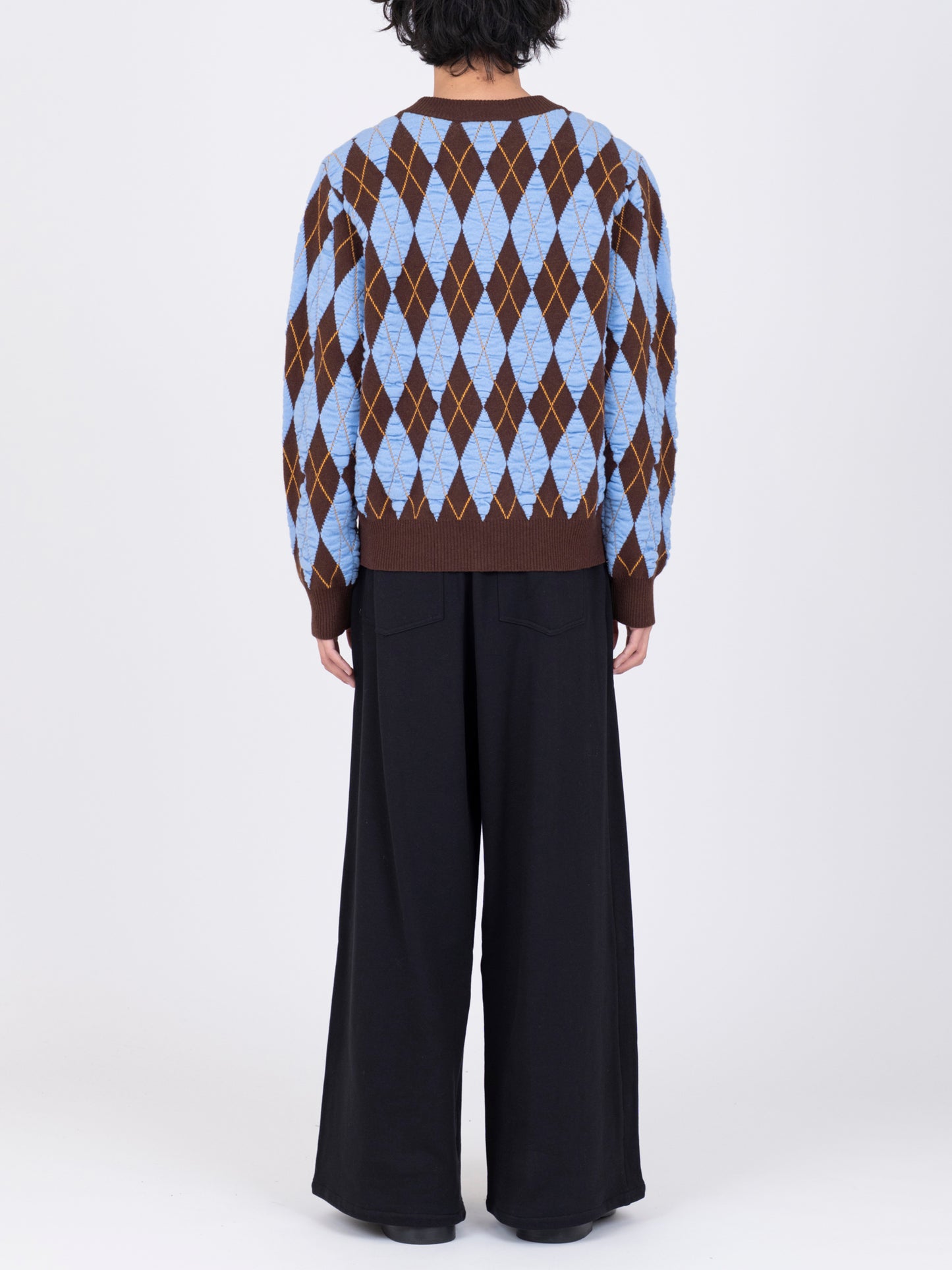 Felted Yarn Argyle Crew Cardigan