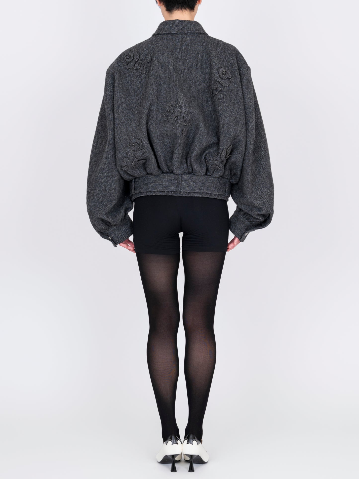 Flower Applique Bomber Jacket