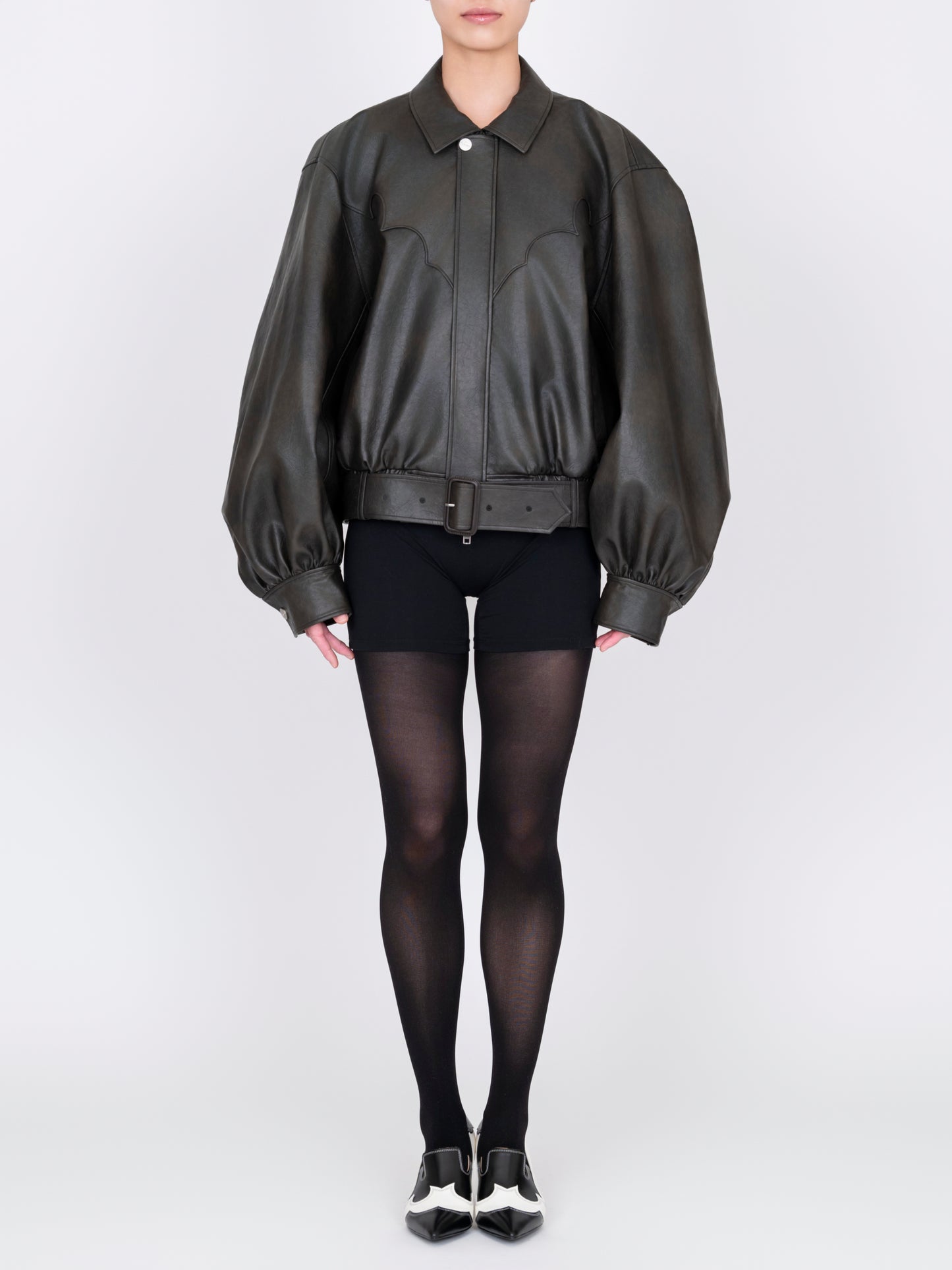 Faux Leather Bomber Jacket