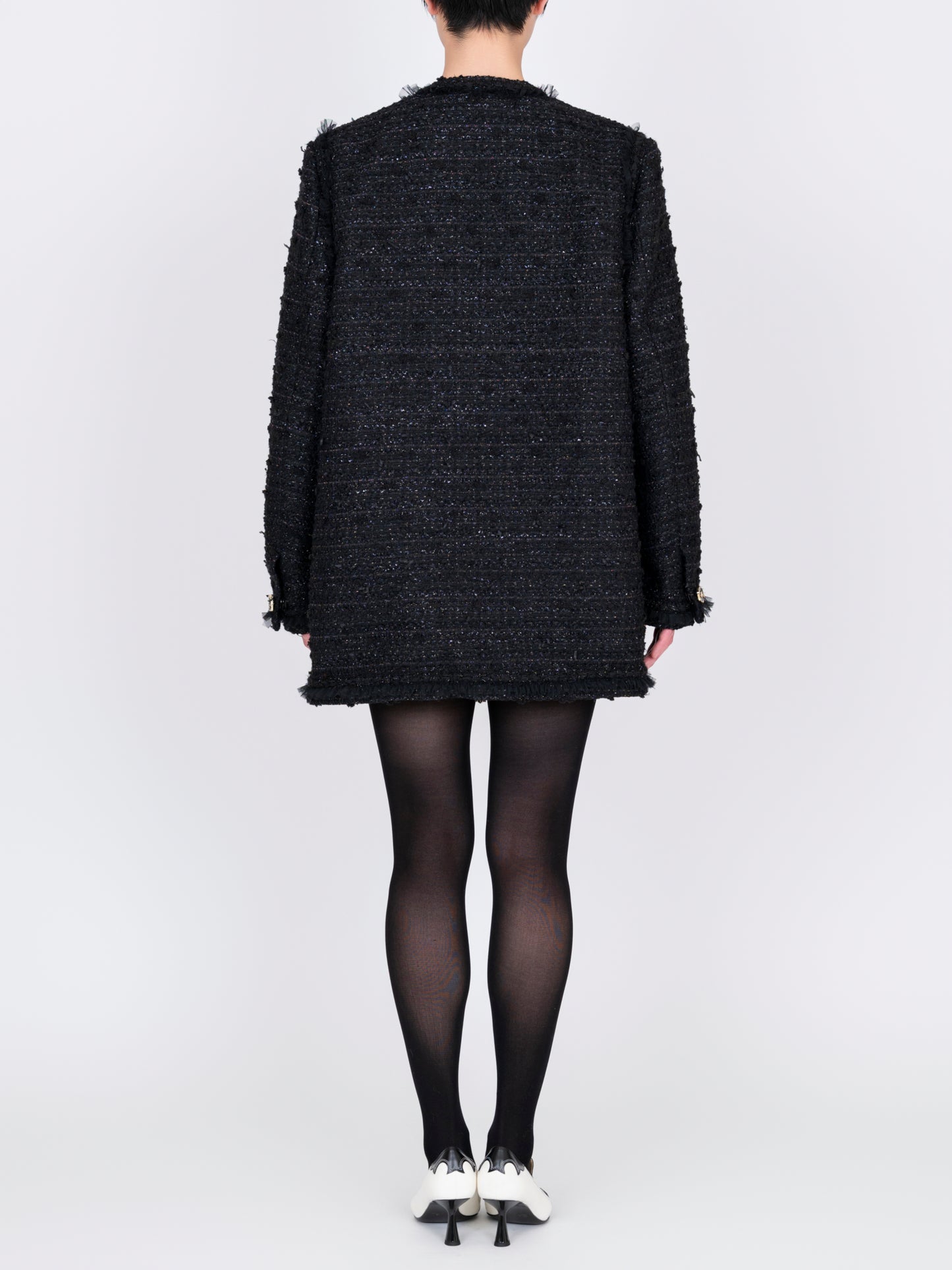 Tulle layered Tweed Jacket