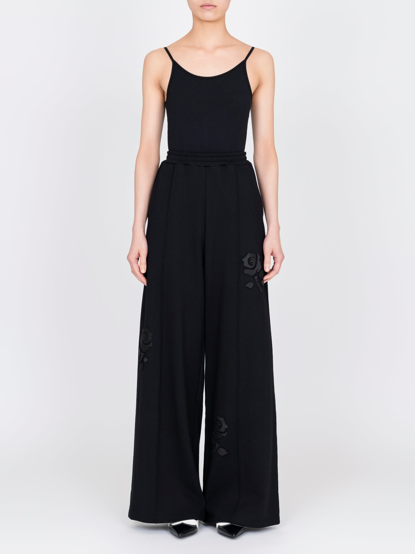 Flower Applique Jersey Pants