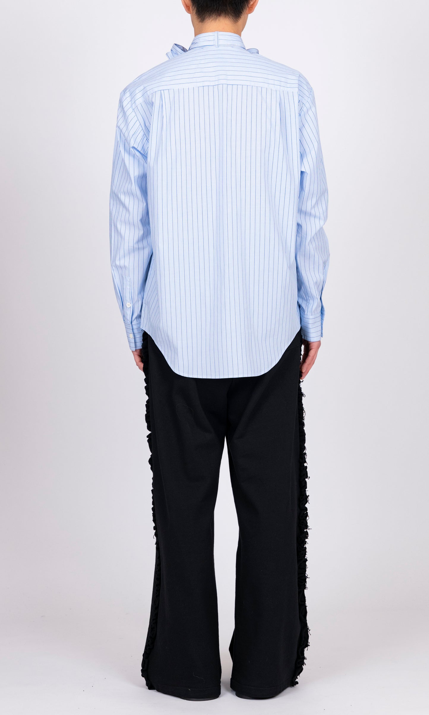 Wire Ribbon Collar Stripe Shirt