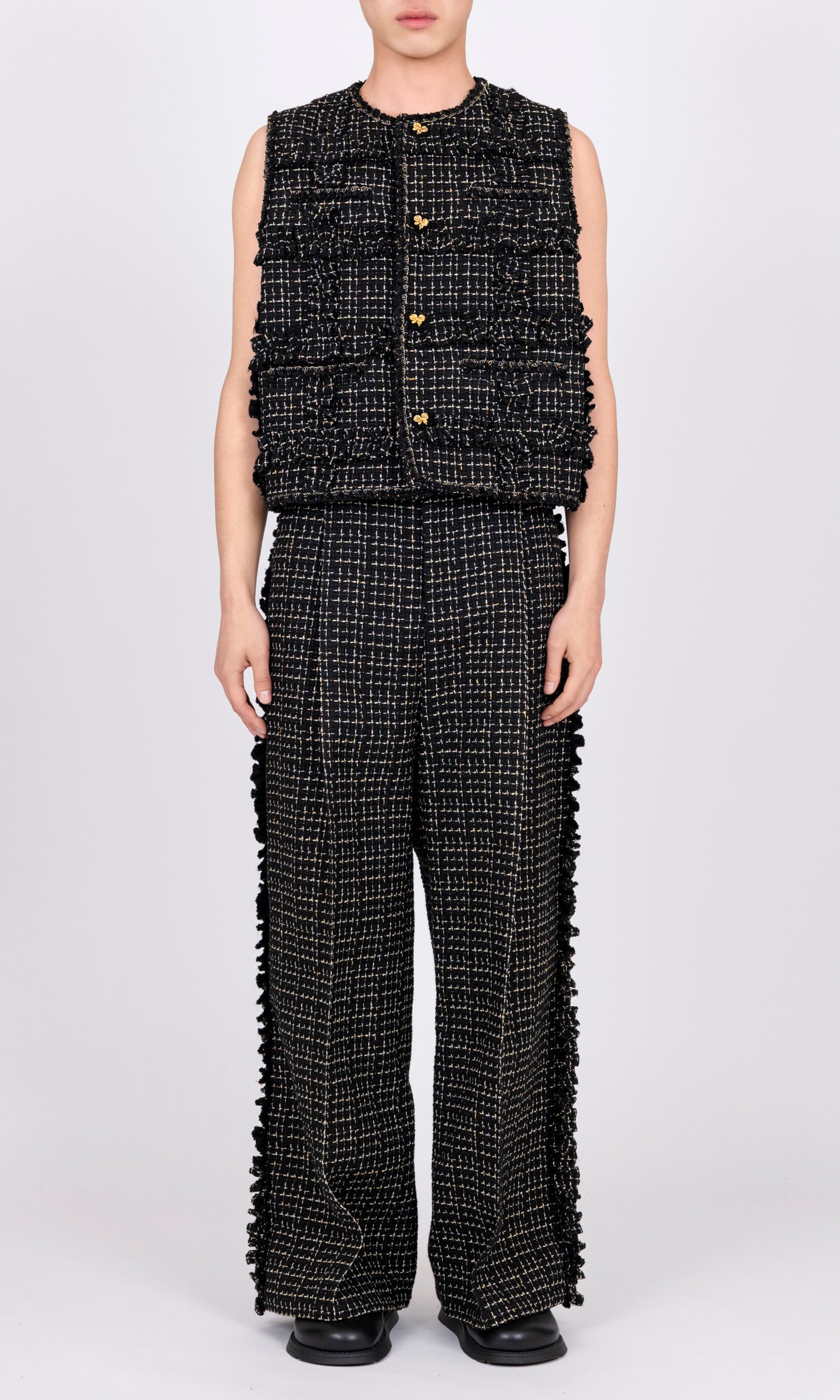 Ruffle Tweed Gilet