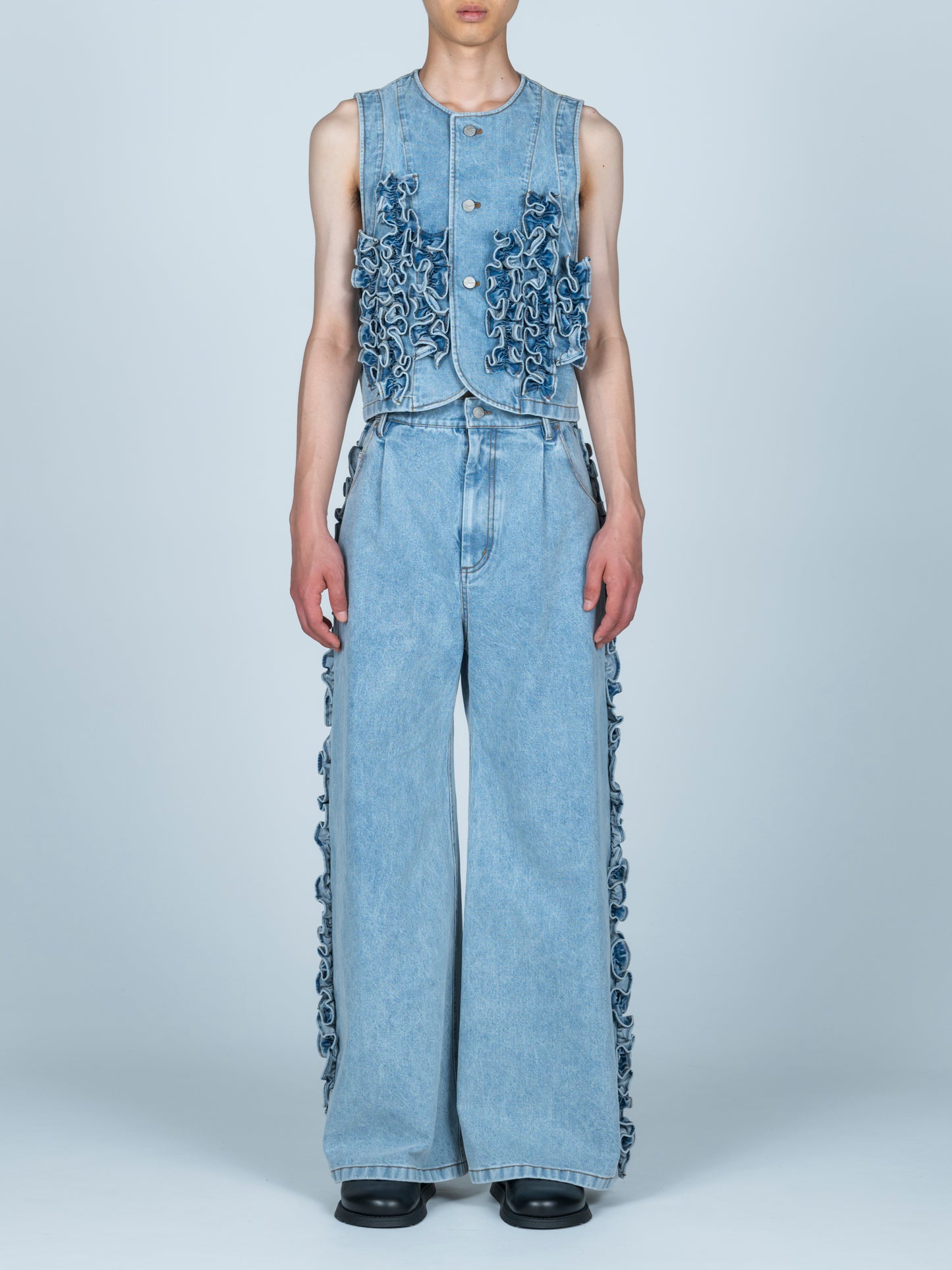 Ruffle Denim Vest