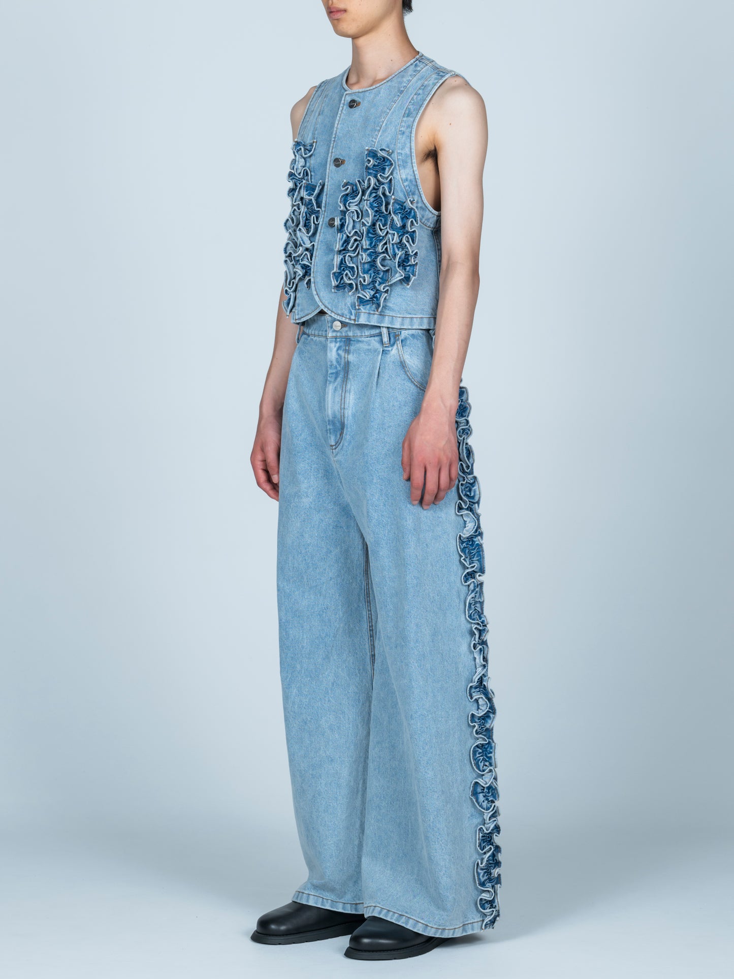 Ruffle Denim Vest
