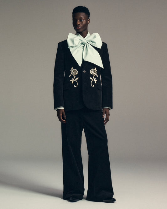 Hand-Embroidered Corduroy Blazer