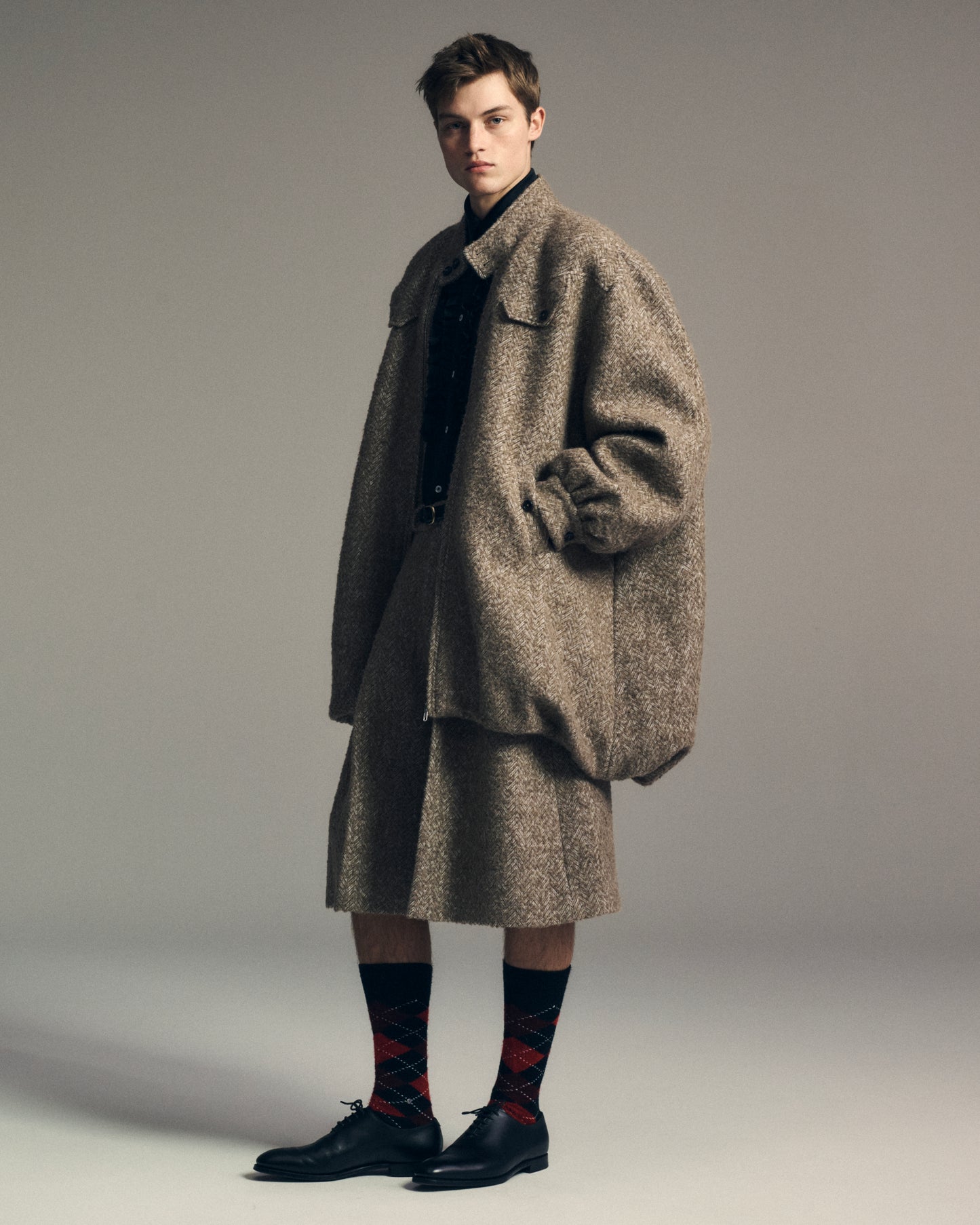 Herringbone Balloon Coat