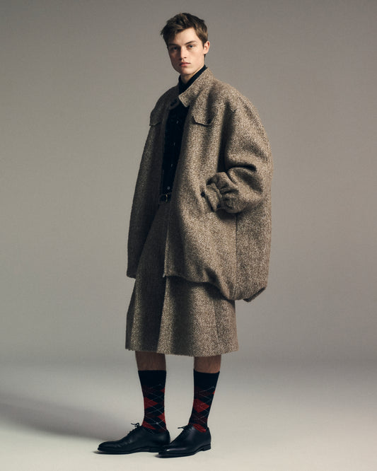 Herringbone Balloon Coat