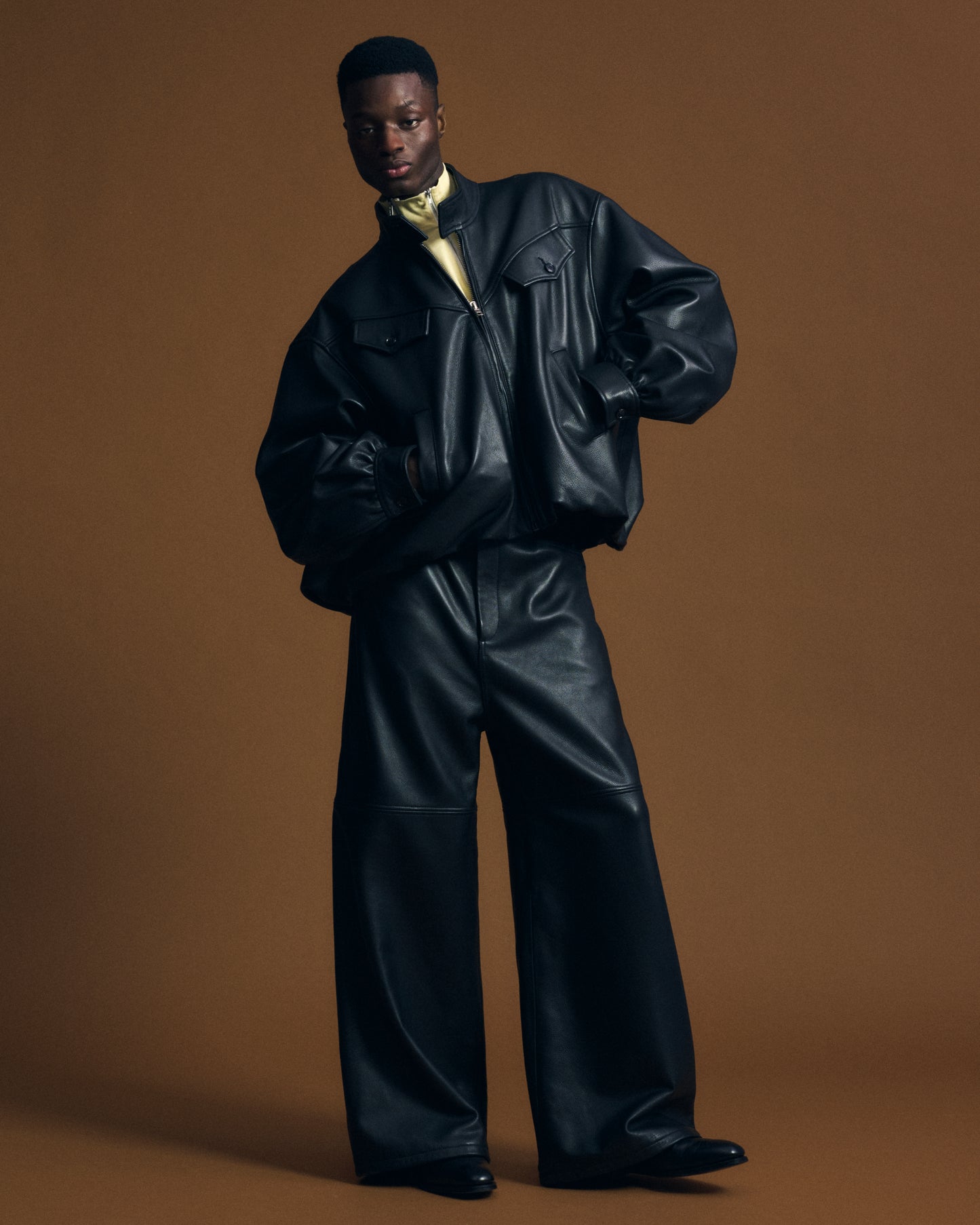 Leather Balloon Harrington Jacket