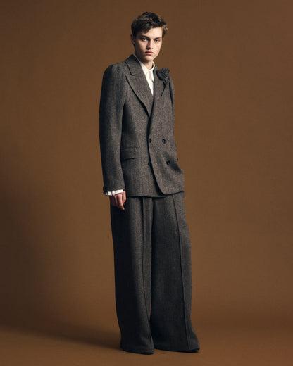 Herringbone  Puff Sleeve DB Blazer