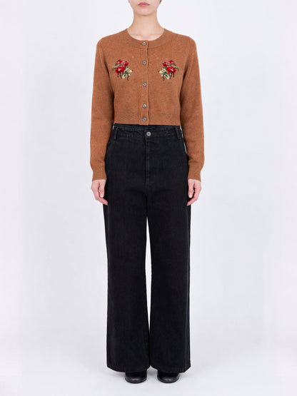 Rose Hand Broderie  Crew Cardigan
