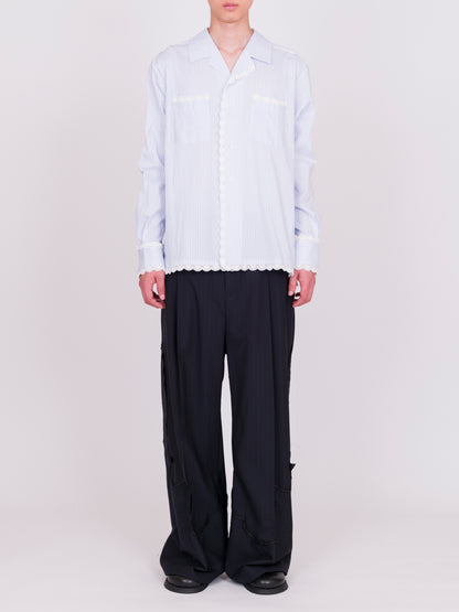 Lace Trimmed Open Collar Shirt