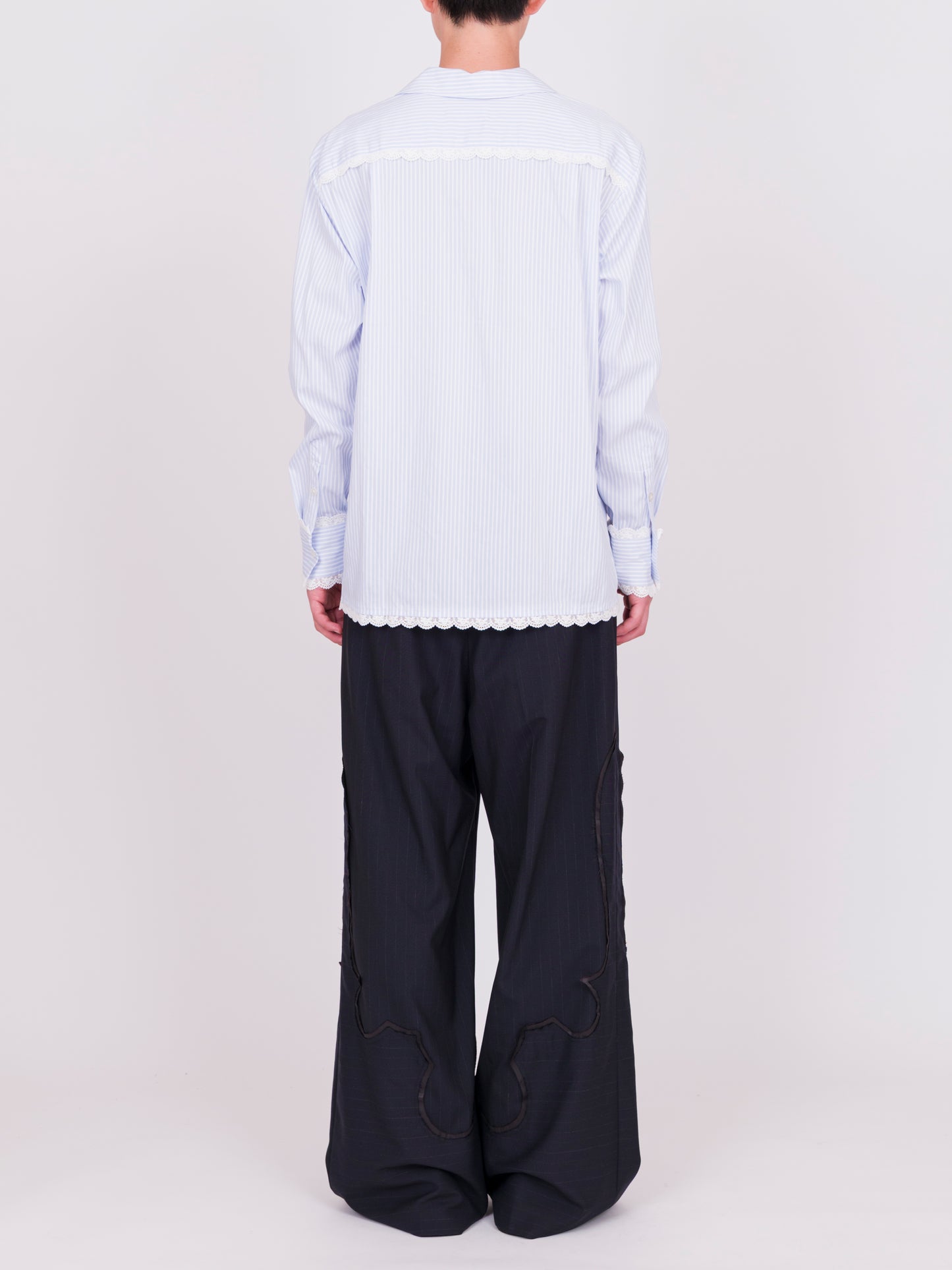 Lace Trimmed Open Collar Shirt