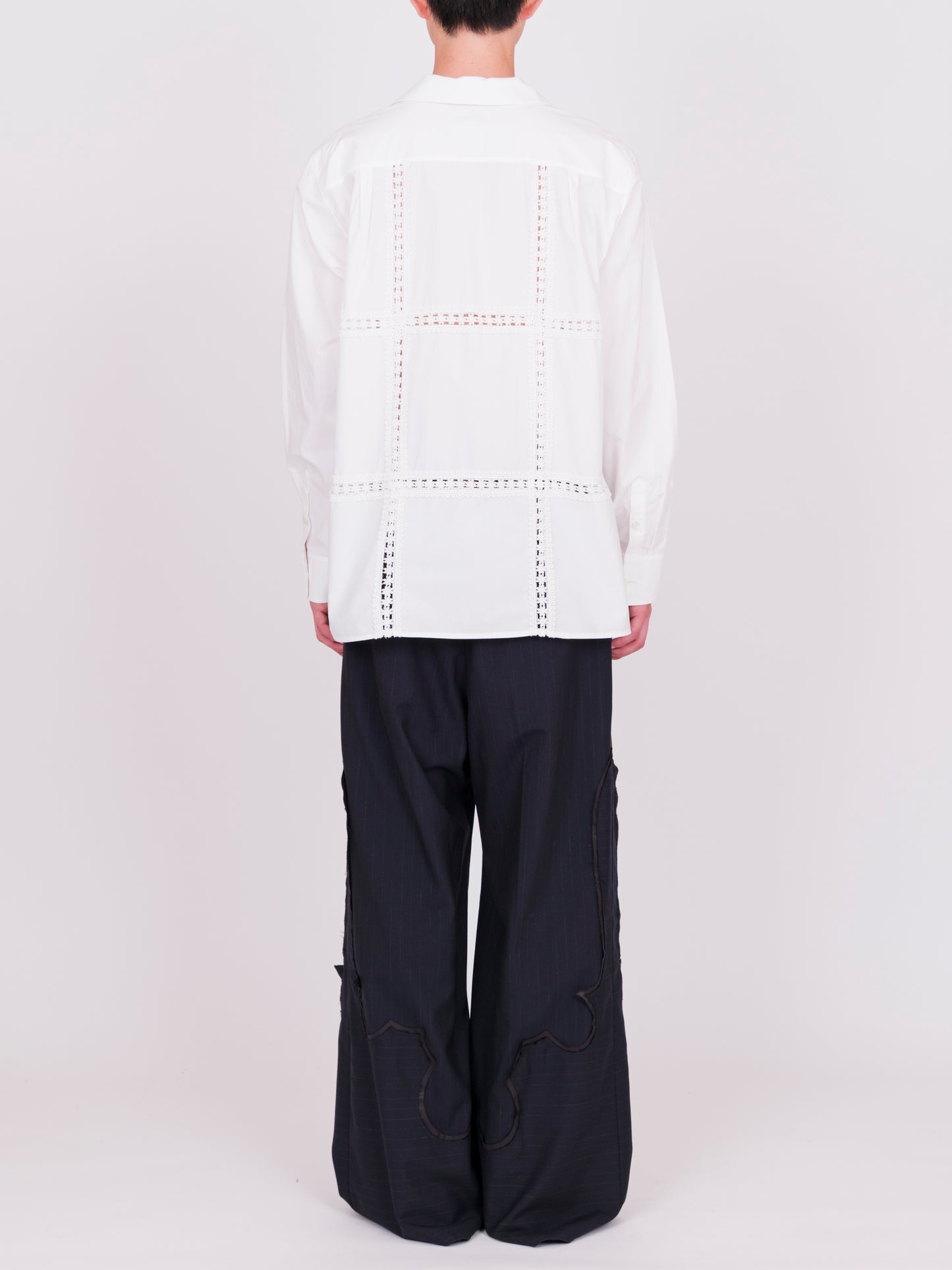 Panel Lace Open Collar Shirt