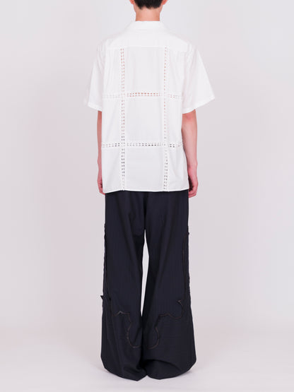 Panel Lace S/S Open Collar Shirt