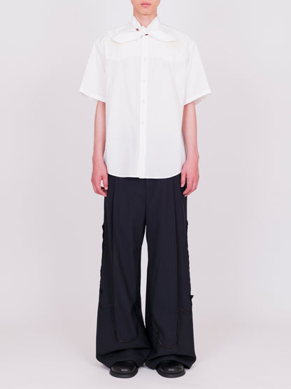 Hand Embroidered Ribbon Collar S/S Shirt