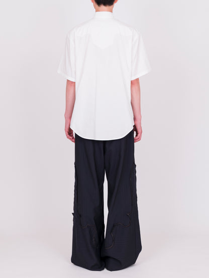Hand Embroidered Ribbon Collar S/S Shirt