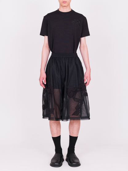 Ribbon Detail Tulle Wide Shorts