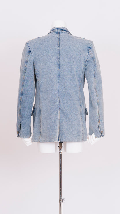 Denim Ruffle Blazer