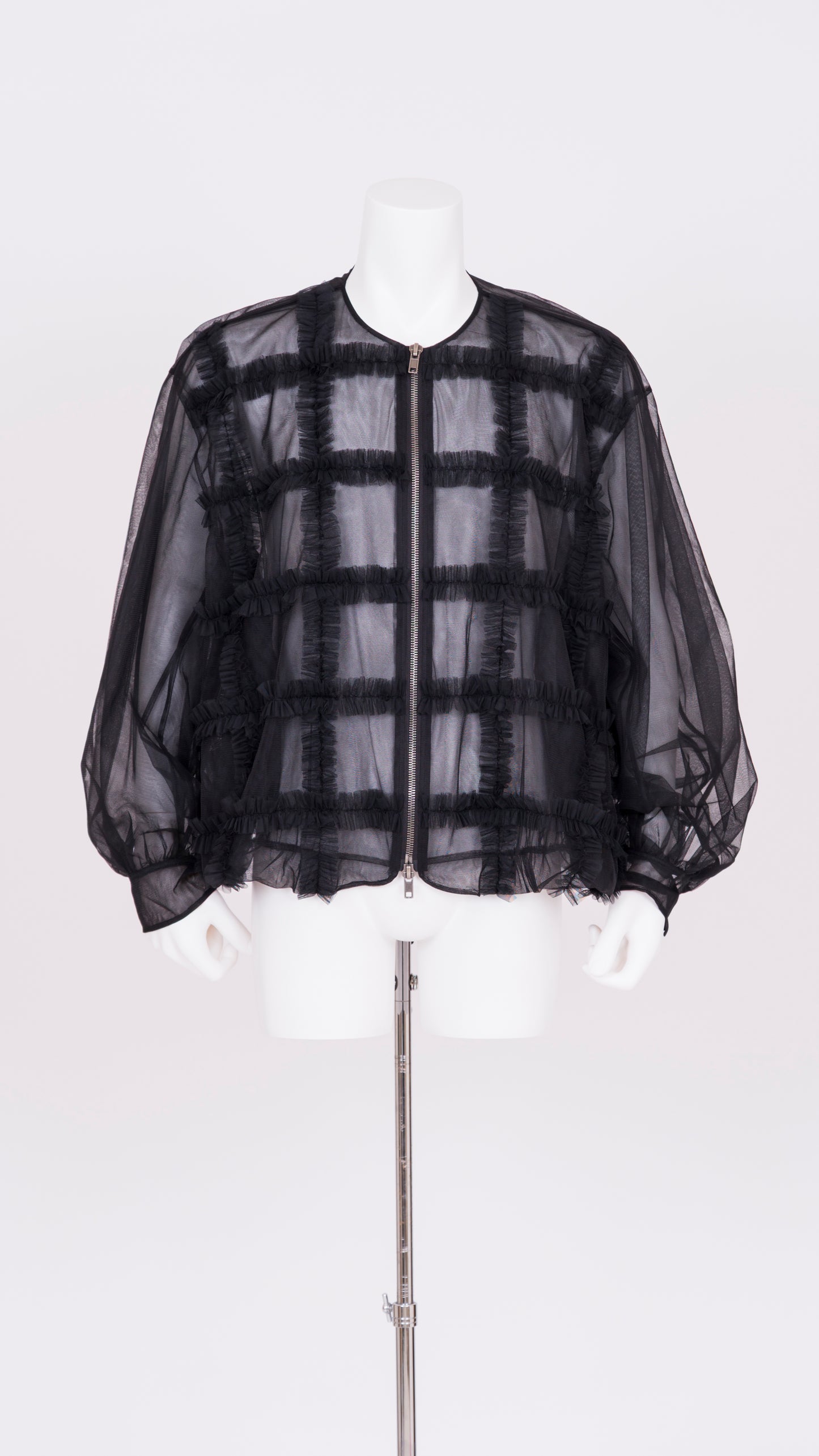 Ruffle Tulle Bomber Jacket