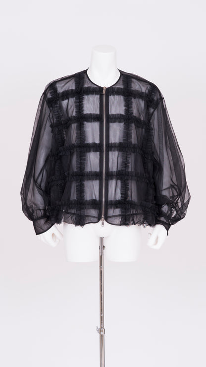 Ruffle Tulle Bomber Jacket