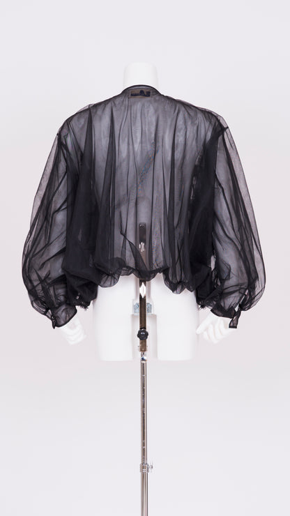 Ruffle Tulle Bomber Jacket