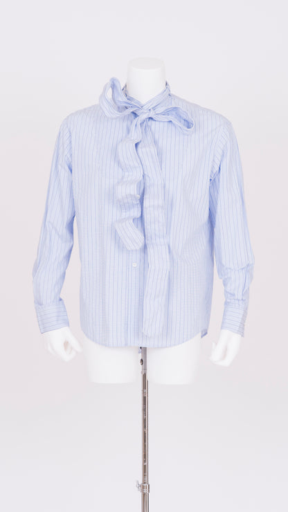 Wire Ribbon Collar Stripe Shirt