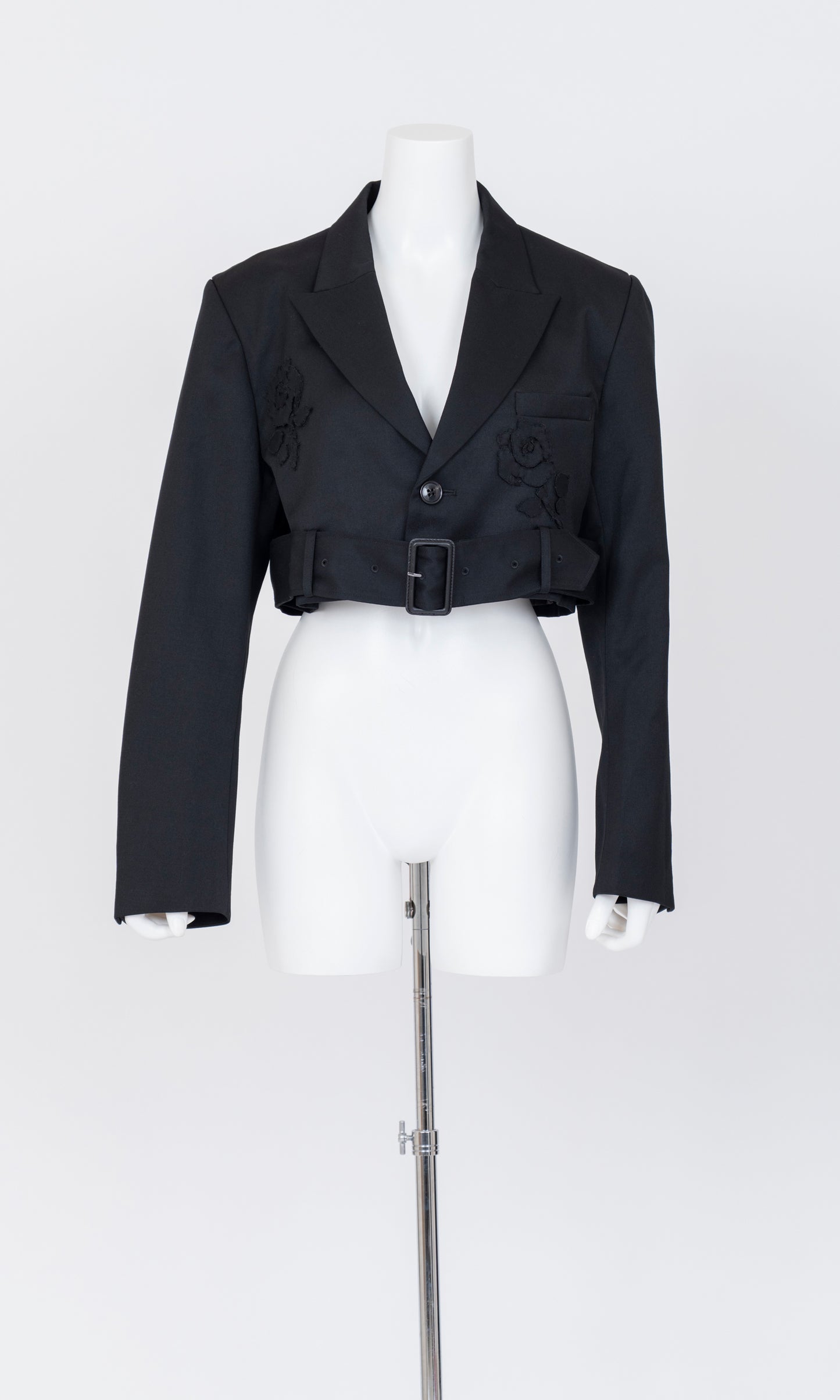 Flower Applique Cropped Blazer