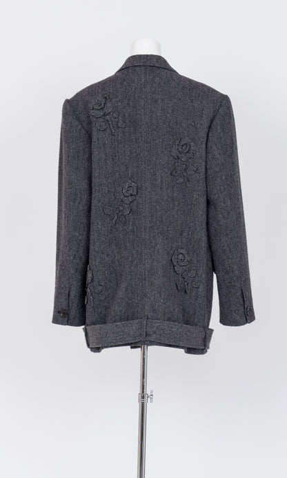 Flower Applique Oversized Blazer