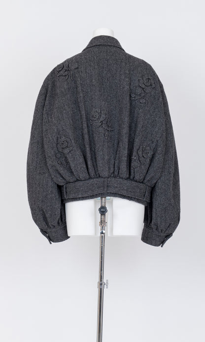 Flower Applique Bomber Jacket