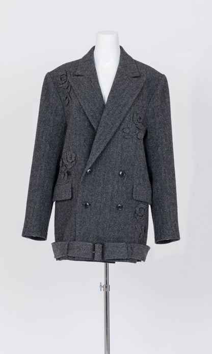 Flower Applique Oversized Blazer