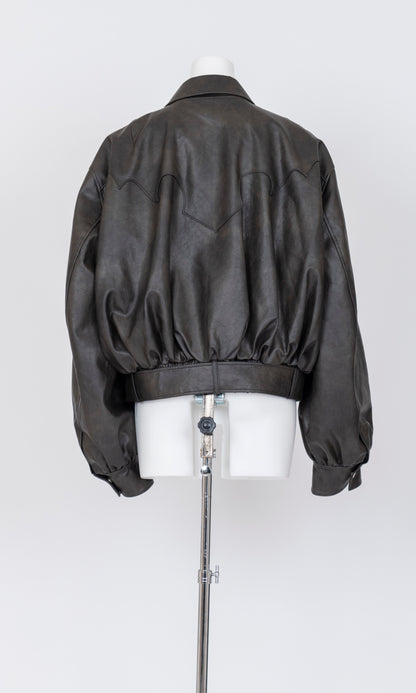 Faux Leather Bomber Jacket