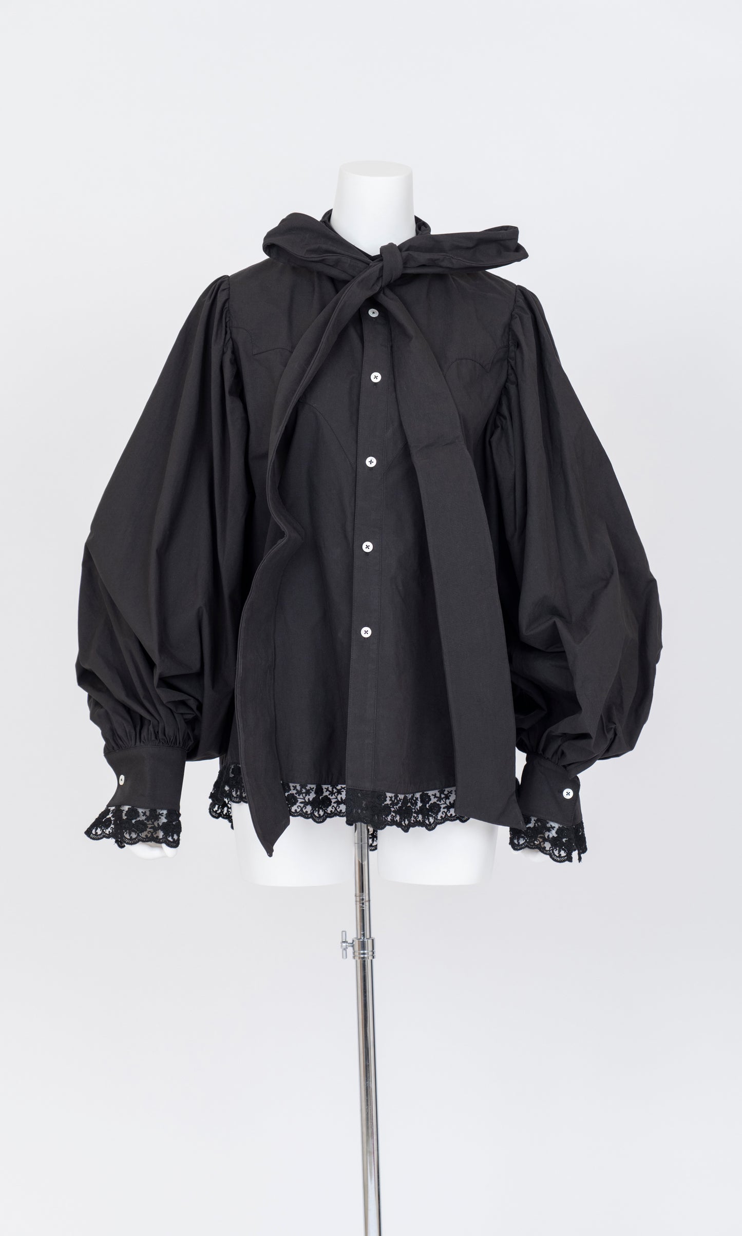 Lace Trimmed Ribbon Shirt